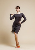 Long sleeve dress "Modern" 90%viscose, 10%elastane, brown, S